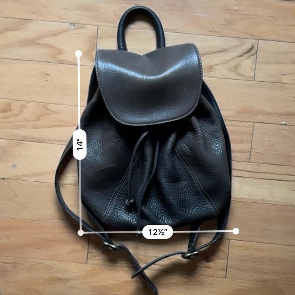 Coach | Dark Brown Pebbled Leather Drawstring Backpack - Picture 7 of 7